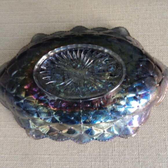 Carnival glass blue poppy dish - Picture 3 of 3